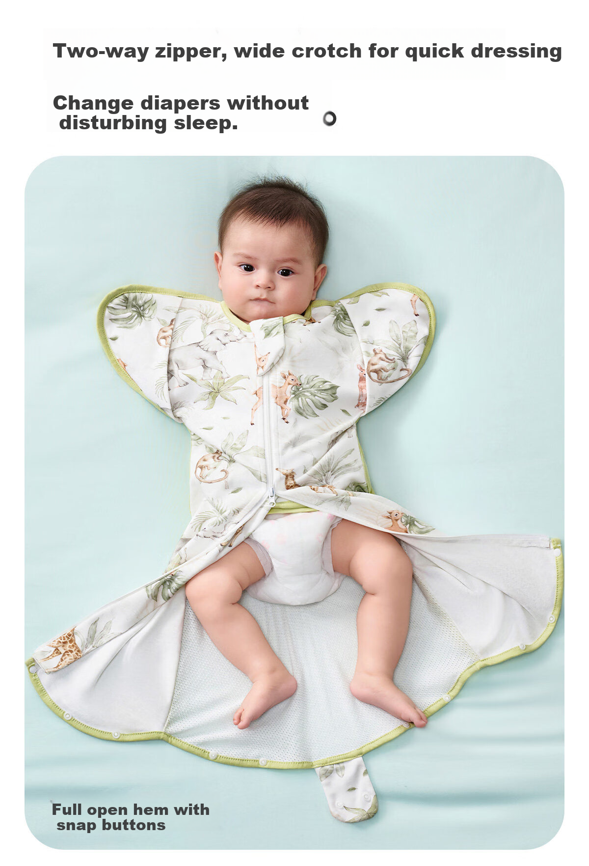 JOYNCLEON Newborn Baby Sleeping Bag Anti-Startle Swaddle Pure Cotton Kick-Proof Blanket Green L Jsd195963 11