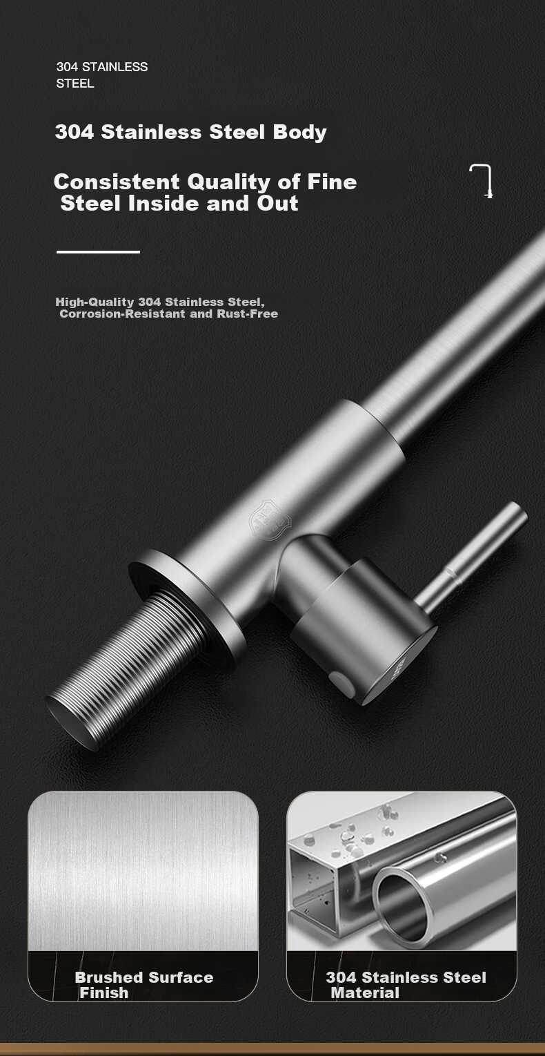 KEGOO Kitchen Faucet Single Cold Balcony 4-Point Rotatable Tap 304 Stainless Steel K2027 5