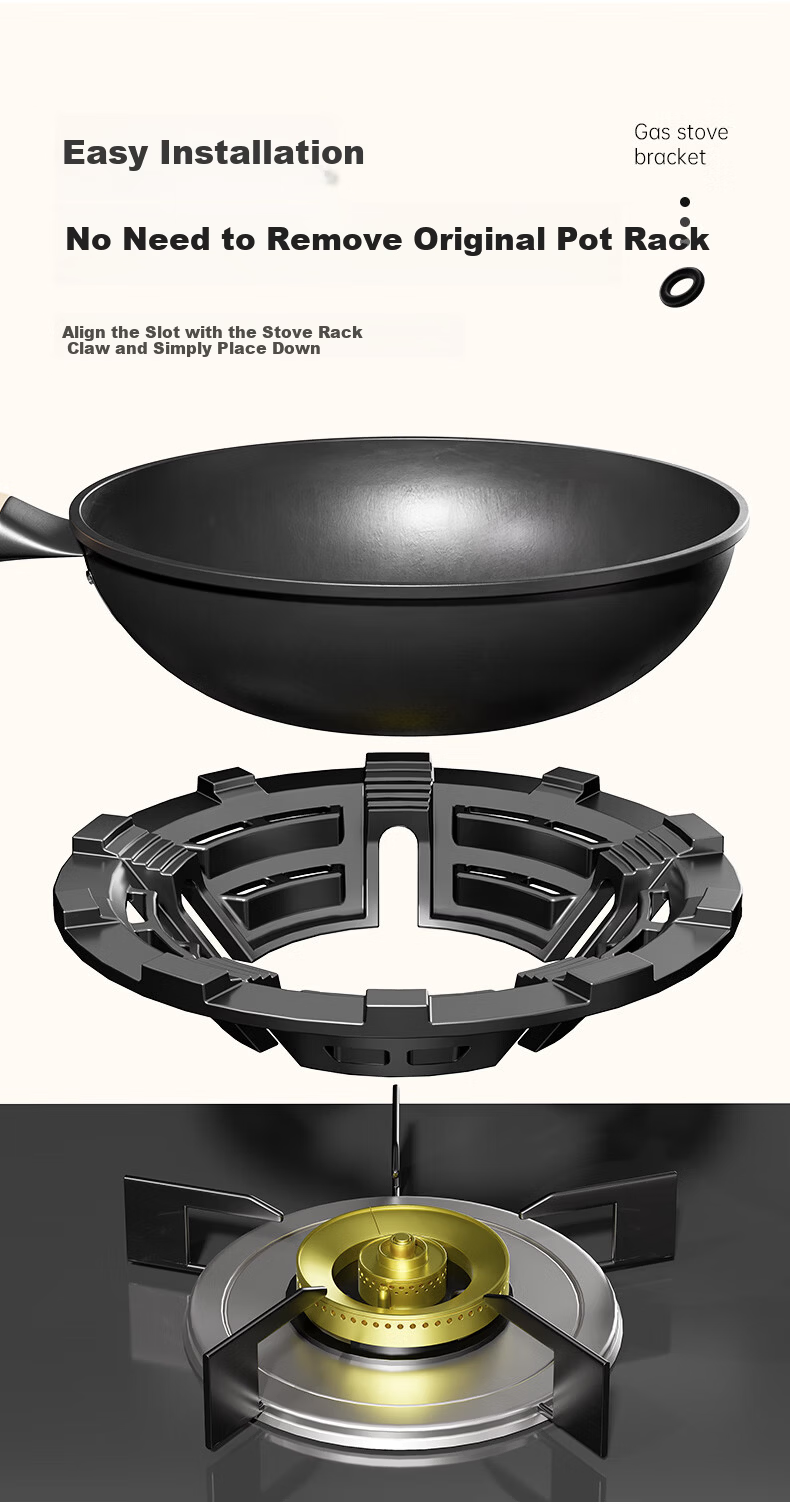 Muhouyingxiong Gas Stove Support Bracket, Thickened Anti-Slip Stand, Stove Base, Thickened Cast Iron Pot Rack, Wok Stand, Non-Slip Support, Universal Model 9