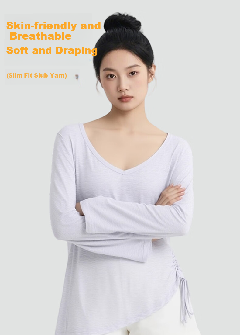 LangSha Women's Long Sleeve Breathable Slim Fit Casual Sports Yoga Top Layer Shirt 1