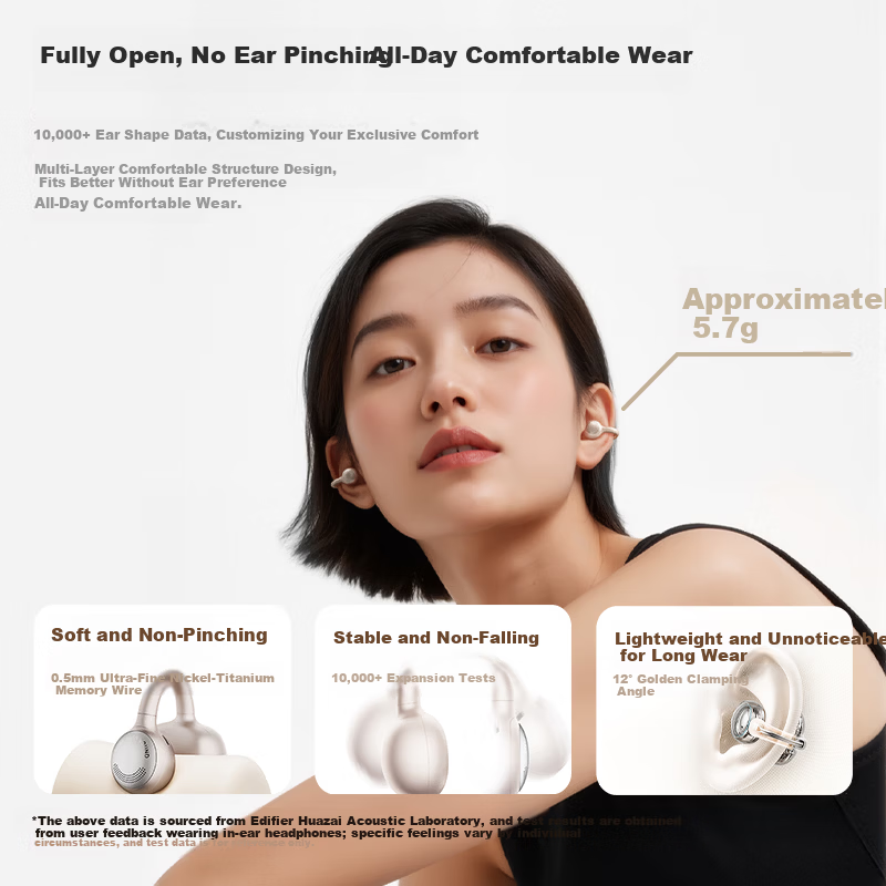 EDIFIER Clip-On Ear Clip Bluetooth Sports Earphones Fast Charging Long Battery Life Compatible with Apple Huawei Xiaomi OPPO Phones Festival Secret Night Blue