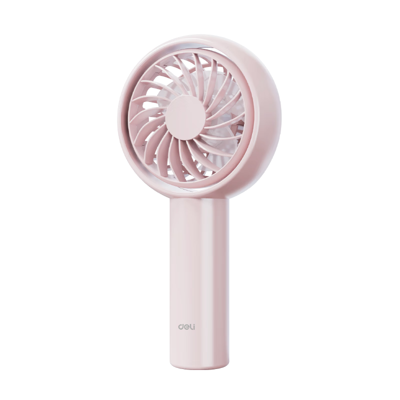 Deli Handheld Mini Portable High-Speed Energy-Saving Personal Fan Outdoor Office Student Dormitory Children's Food Cooling Long Battery Life [5-Speed Adjustment] LK114 Pink