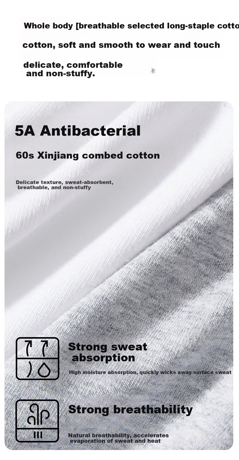 Miiow [Antibacterial Cooling] Men's Short Sleeve T-Shirt 40s Combed Cotton Basic Spring Summer White 2XL 5