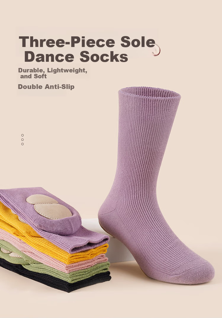 Aiwu Ge Modern Dance Socks Non-Slip Children's Classical Dance Socks with Sole Women's Chinese Dance Practice Socks Avocado Green - 1 Pair 1