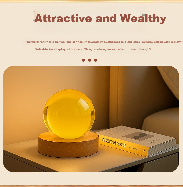 Bin Yue Yellow Crystal Ball Ornament Yellow Crystal Ball Feng Shui Decoration Living Room Entrance Opening Ceremony Decoration Yellow 8cm 1