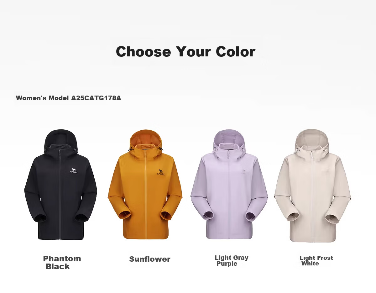 CAMEL Outdoor Softshell Jacket Women 2025 New Spring Autumn Fleece Windproof Hooded Warm Jacket Men G177 15