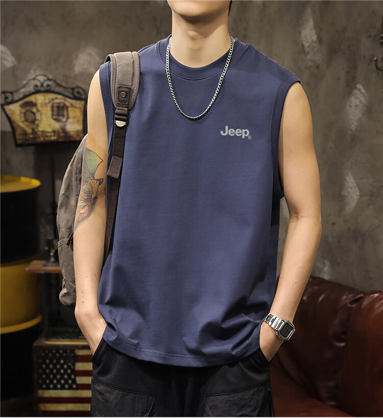 JEEP Men's Summer Ice Silk Quick-Dry Breathable Sleeveless Vest Outdoor Sports Top Black 3XL 9