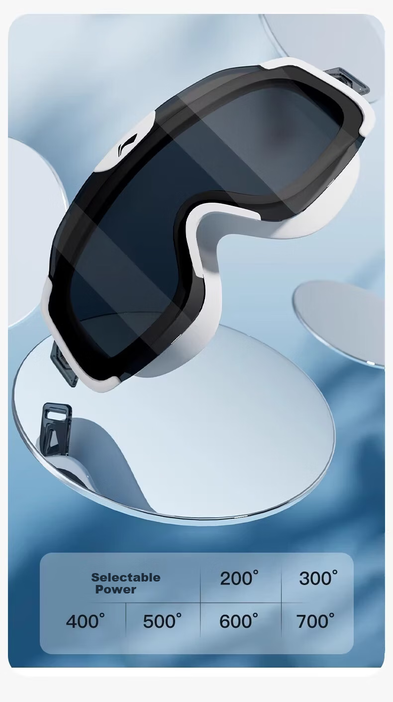 LI-NING Men's HD Anti-Fog Waterproof Prescription Large Frame Swimming Goggles Professional Swim Cap Women's Diving Adult 6