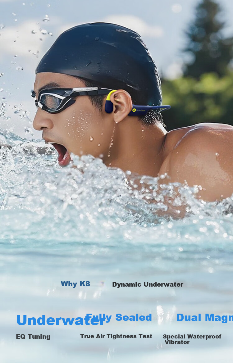 KUGOU Flagship 6.0 Bone Conduction Bluetooth Headphones Waterproof Level 8 Volume Level 16 Swimming Sports Running Cycling Open Ear Hook Long Battery Life Underwater Integrated MP3 K8 5