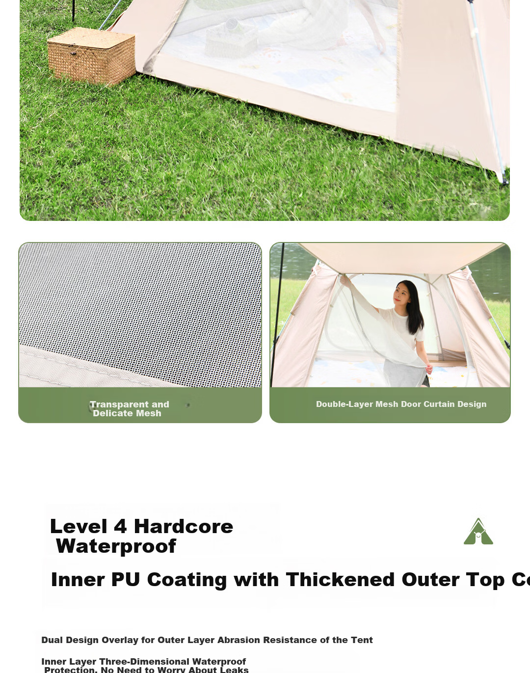 Deli Outdoor Camping Picnic Portable Blackout Tent Sunshade Rainproof Foldable Canopy 12