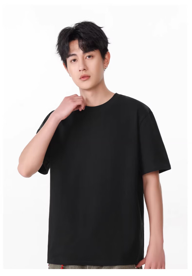 Langsha Pure Cotton Short Sleeve T-Shirt Men Wide Shoulder Summer New Women's Regular Shoulder Half Sleeve Unisex Top Base Shirt 18