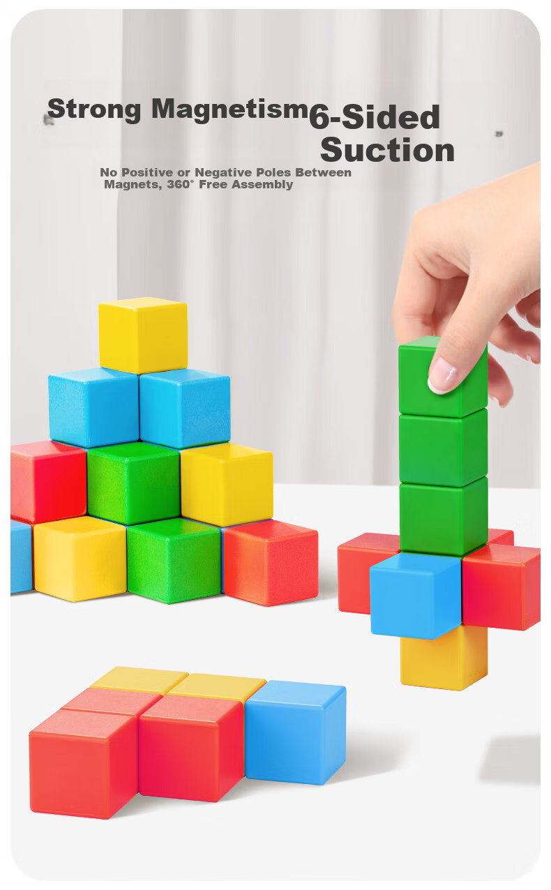 MAGPLAYER Magnetic Building Blocks 48-Piece 3D Magnetic Geometric Puzzle Toy for Kids Ages 3-6 Educational Birthday Gift 2
