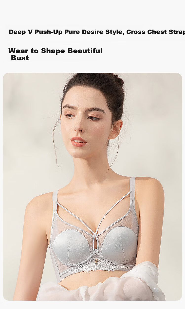Ordifen Women's Breathable Deep V Small Bust Mango Cup Soft Underwire Push-Up Side Support Bra XBHA18 18