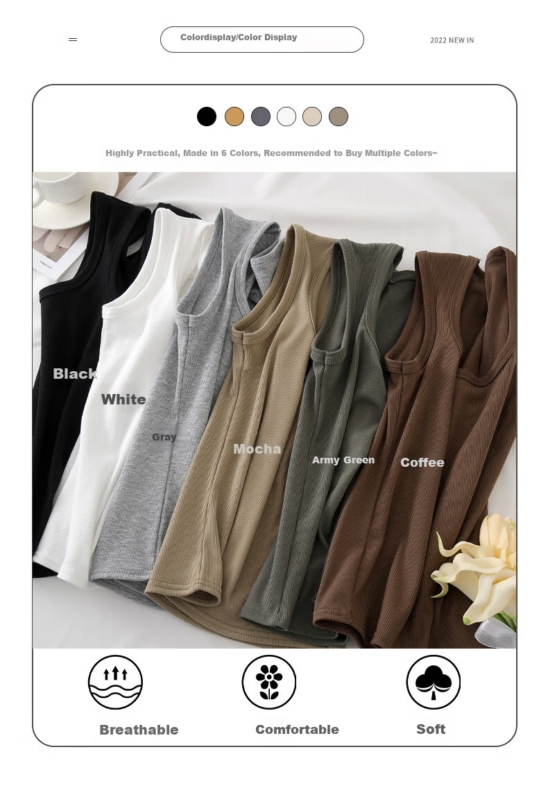 Langsha American Style Wide Shoulder Strap Tank Top Women's Inner Wear 2026 New Versatile Breast Coverage Slim Fit Simple Shirt 3