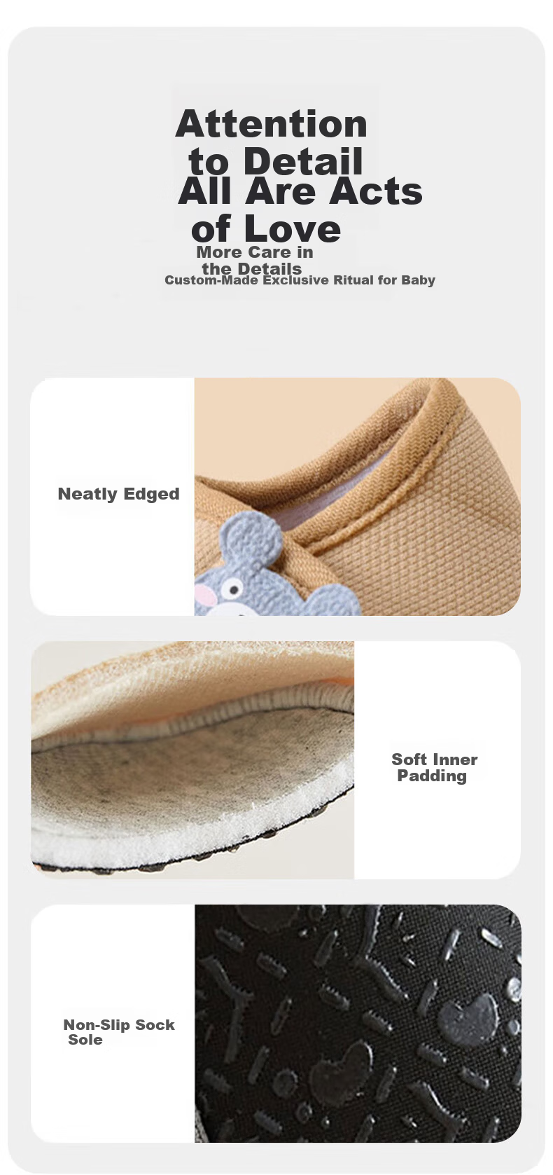 Aibao Baby Floor Socks Spring and Autumn Toddler Walking Shoes Non-Slip Cooling Socks Children's Socks Bear Pattern 2 Pairs Size M 2221 7