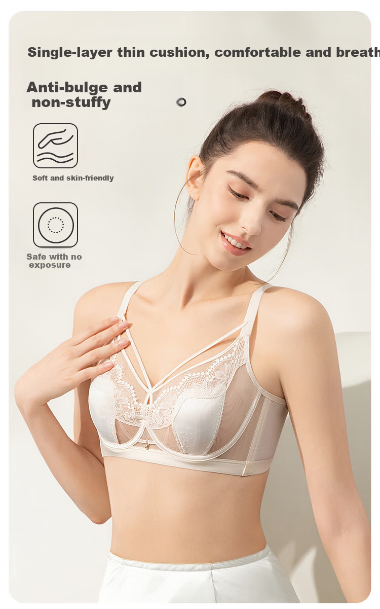 Ordifen Women's Breathable Deep V Small Bust Mango Cup Soft Underwire Push-Up Side Support Bra XBHA18 4