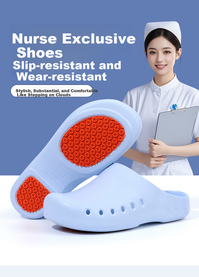Grace Surgical Shoes Thick Sole Breathable Indoor Soft EVA Non-Slip Nurse Slippers Unisex Orange Size 41-42 1