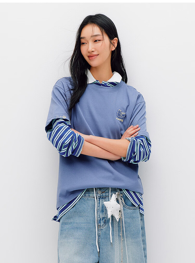 Semir Mall Style | Women's Summer Short Sleeve T-Shirt Embroidered Print Loose Drop Shoulder 2026 Boutique Clothing 101326100037 14