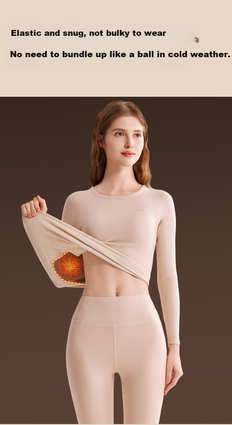 MiiOW [Mink Cashmere Acetate Wool Silk] Women's Thermal Underwear Set Autumn Long Johns and Knee Warmers 12
