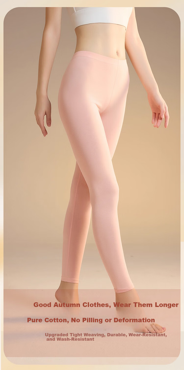 LangSha Women's Thermal Pants Autumn Winter Pure Cotton 10A Antibacterial Mite-Resistant Heated Base Layer Long Johns Cotton Wool Pants 6