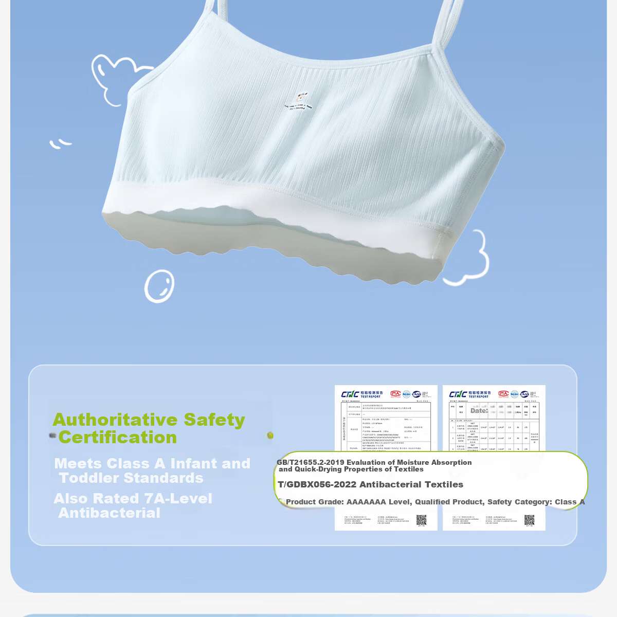 COCO SMART Children's Underwear 6-12 Years Early Development Stage Elementary School Girls Base Vest Phase One Youth Girls Bra 9