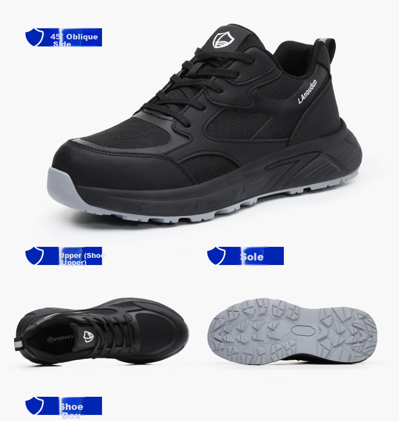 BlueOwlShield Men's Summer Breathable Lightweight Anti-Smash Steel Toe Anti-Puncture Wear-Resistant Soft Sole Safety Work Shoes D310 Size 41 19