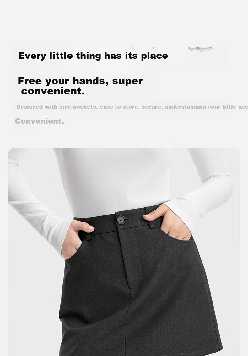 Onoko Gray Suit Skirt Women's 2025 New Spring Summer Anti-Exposure High Waist A-Line Bodycon Mini Skirt 6