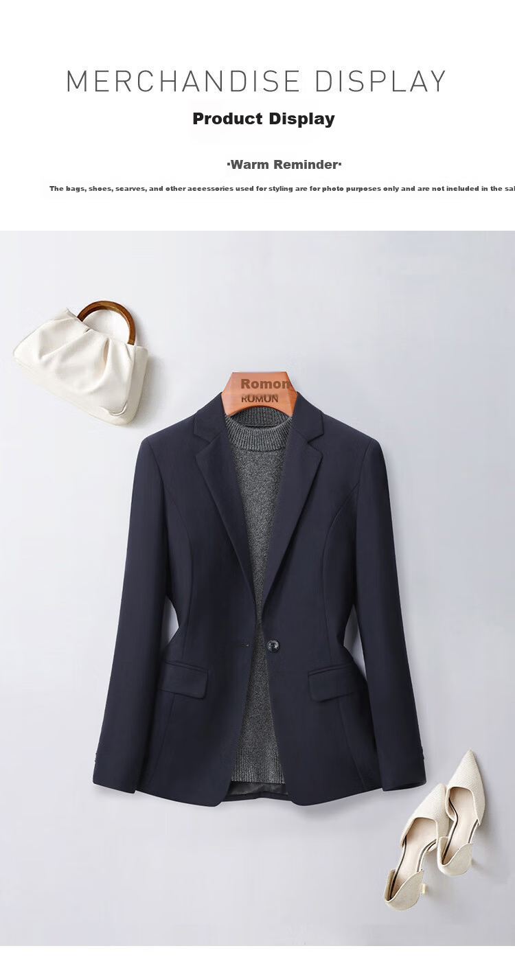ROMON Women's Professional Blazer Simple Elegant Business Commuter Versatile Suit Jacket High-End Feel 10