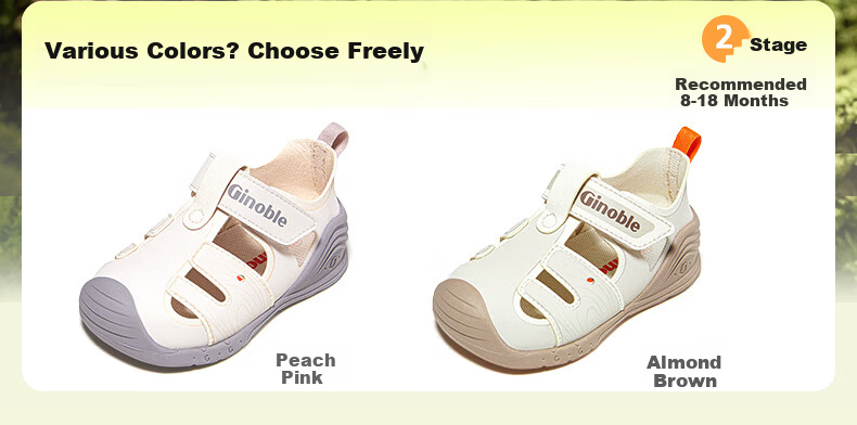 Ginoble Baby Sandals, Summer Breathable Walking Shoes, Boys And Girls Shoes, Infant Functional Shoes, GB2435 Peach Pink 1