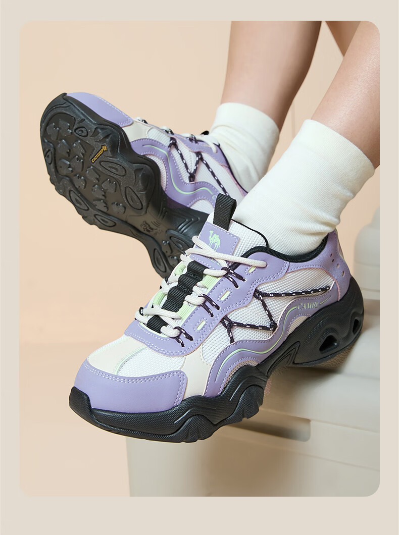CAMEL Women's Cute Ugly Light Outdoor Casual Shoes Color-blocking Thick-soled Sneakers L26SXG3168 Off-white/Black Size 36 12