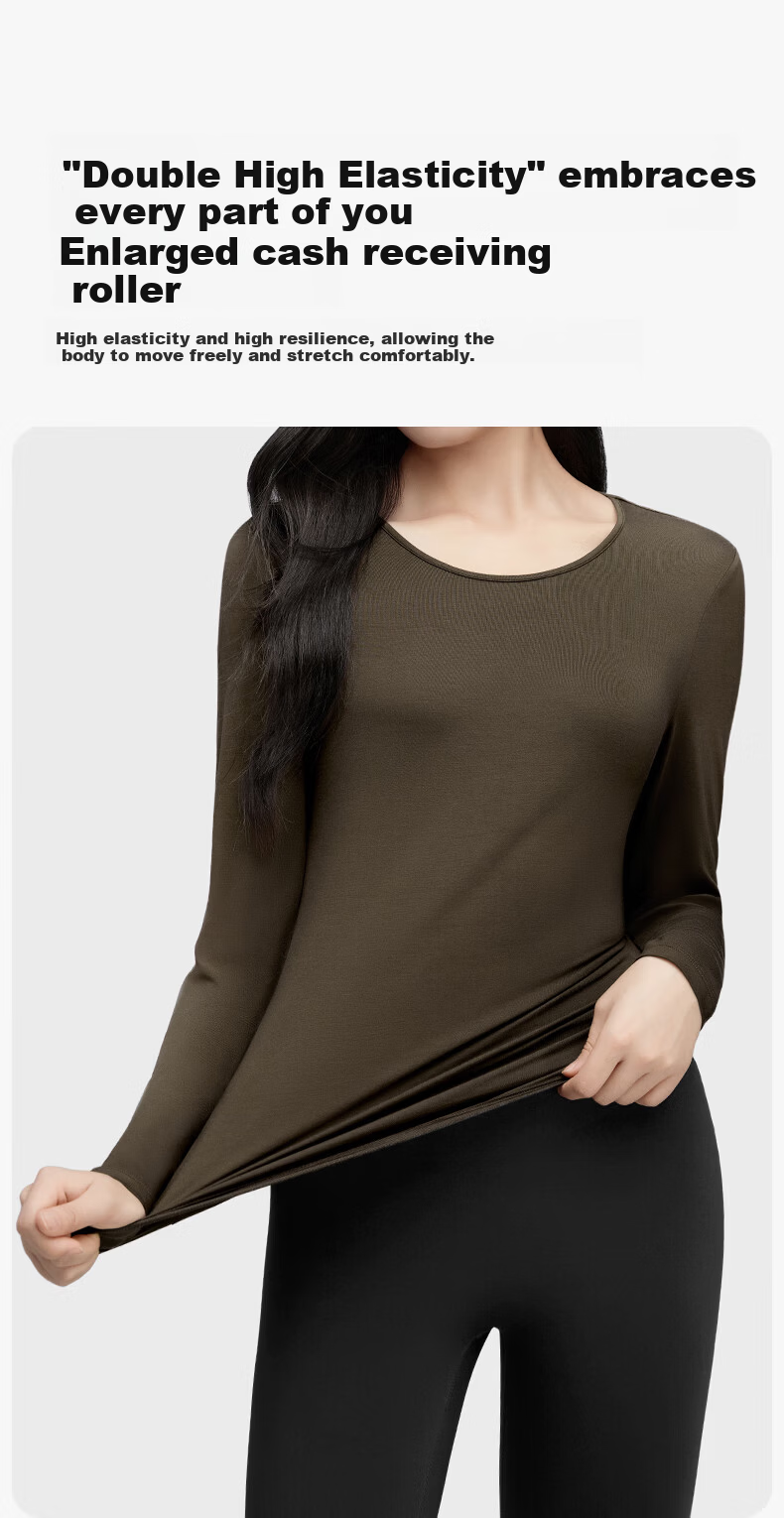 Onoko Slim Fit Base Layer Long Sleeve T-Shirt Women's Autumn New Round Neck White Thermal Innerwear 9