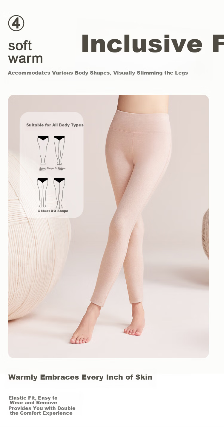 Hodo Home Seamless Thermal Pants for Women Autumn Winter Color-Spun Fleece with Cashmere and Mulberry Silk Hodo Fleece Long Johns 1