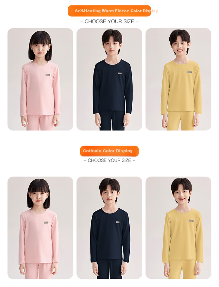 Langsha Children's Thermal Underwear Set Warm Fleece Autumn Shirt and Pants Girls Winter Fleece Boys Spring and Autumn Set 10