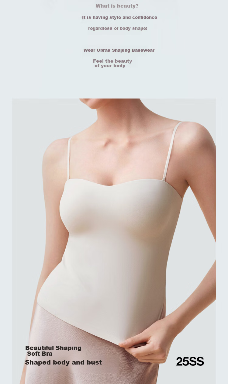 Ubras Yushuoxin Same Style Padded Camisole Tank Top for Women, 3D Bandeau Bra, Thin Summer Underwear with Chest Pads 2