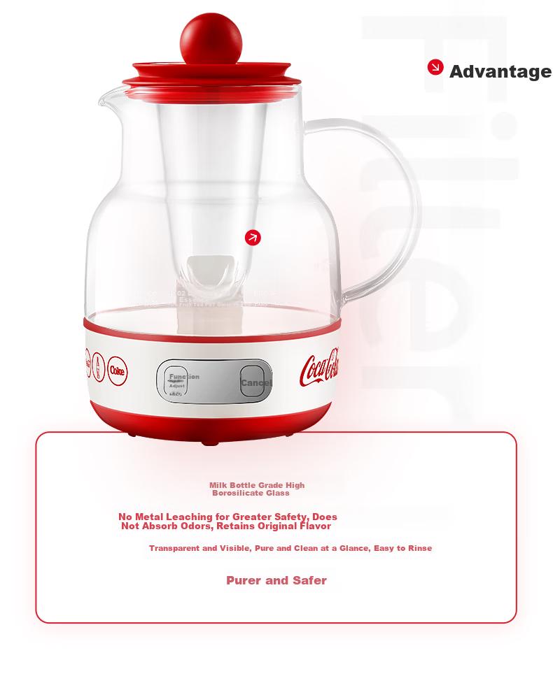 Coca-Cola 1.2L Automatic Health Pot Electric Kettle Tea Maker 24-Hour Constant Temperature Flower Tea Kettle A-YS02GW 7