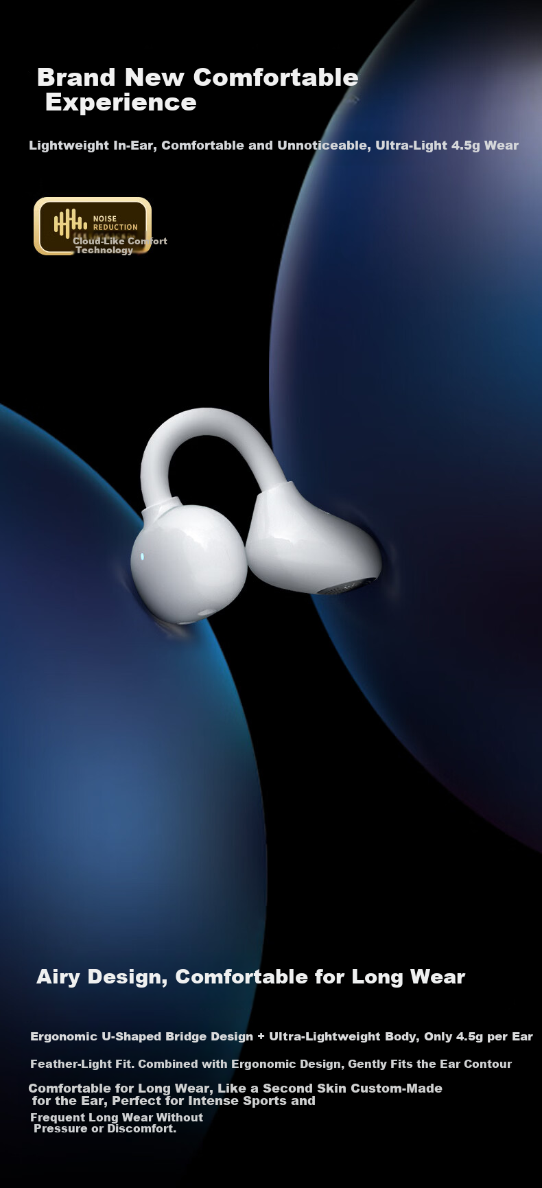 Newmine LY82 Bluetooth Ear Clip Bone Conduction Headphones Open-Ear Noise Cancelling Long Battery Life Compatible with Apple Huawei Xiaomi OPPO Phones 6