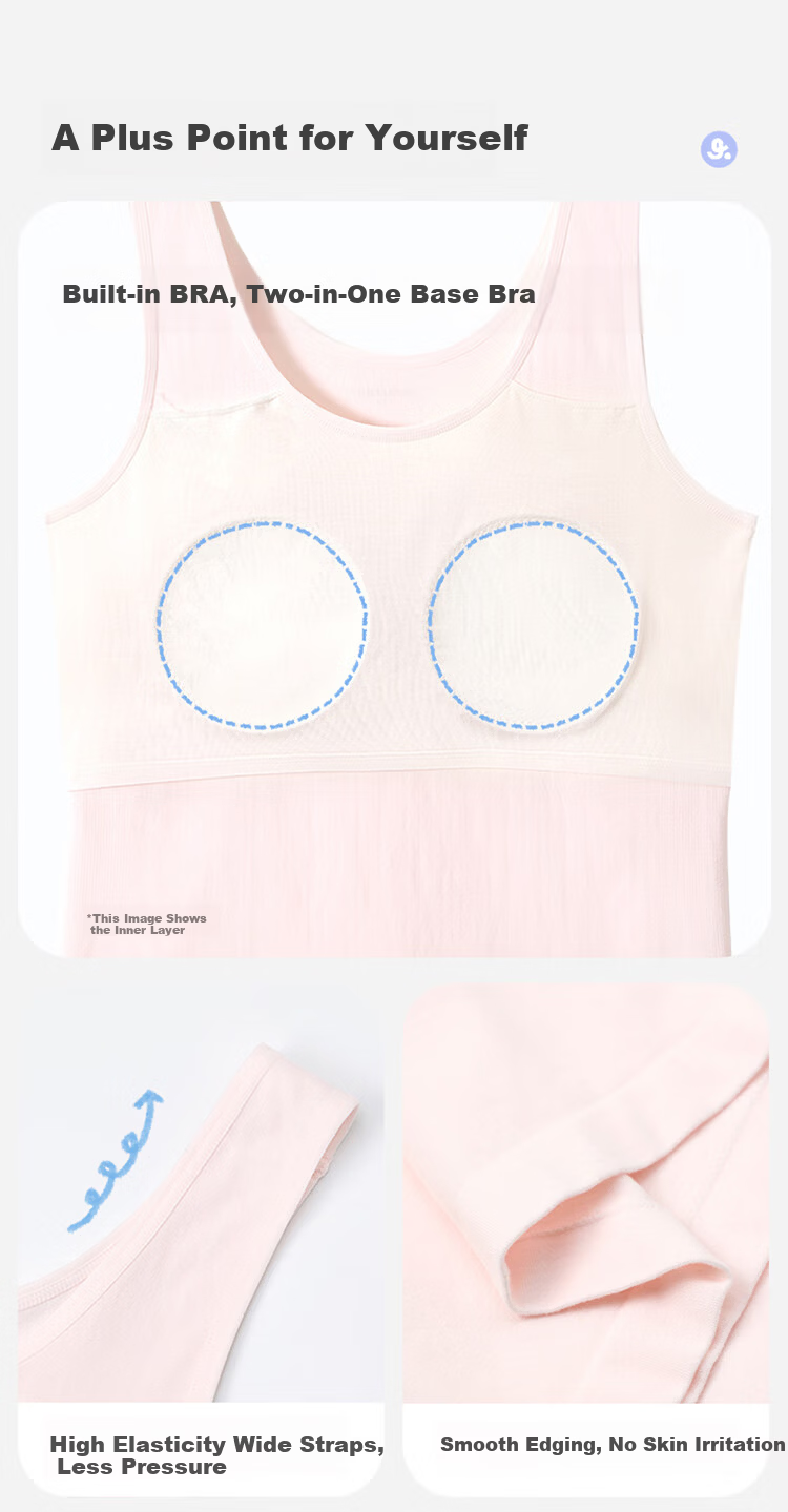 Jiusuiban Girls' Vest with Chest Pad, Thermal Seamless Long Bra Top for 11-12 Year Old Girls 10