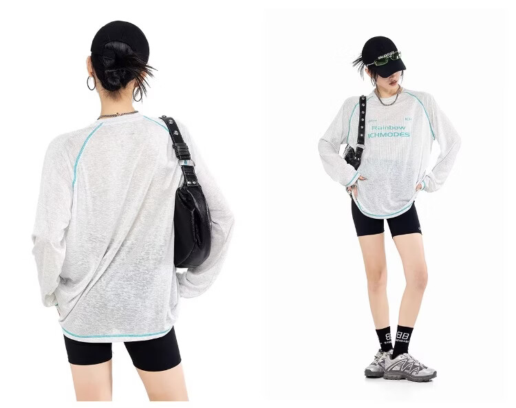 ICH MODE Lyocell Hassu Thread Long Sleeve T-Shirt Physical Sun Protection Cover-Up Women Summer Cooling Loose Top Pink M 10