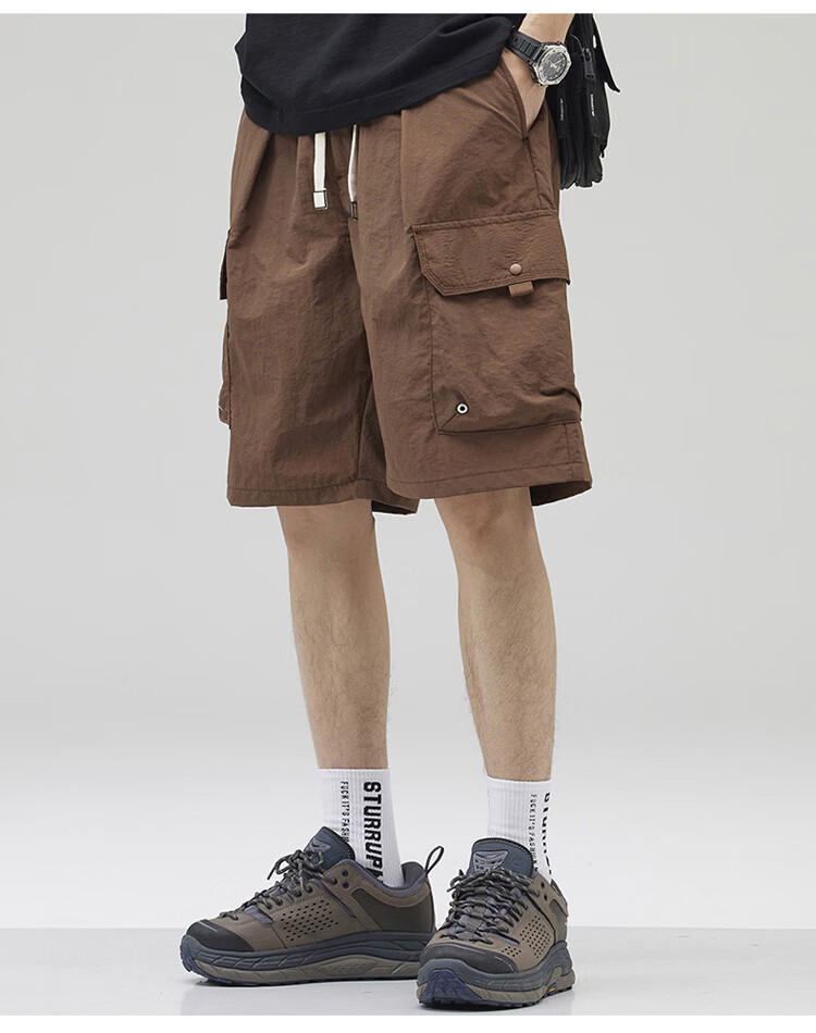 PLAYBOY Men's Summer Ice Silk Thin Cargo Shorts Loose Casual Knee-Length Pants 8