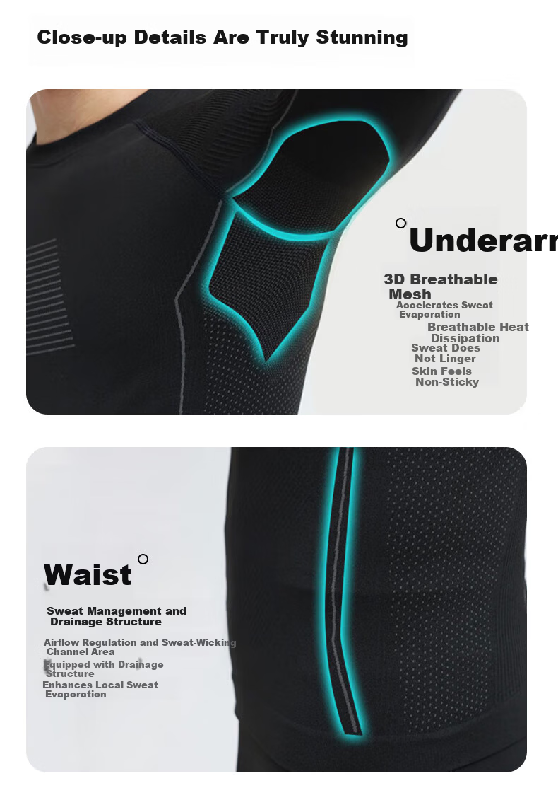 LangSha Ski Quick-Dry Thermal Underwear Set Unisex Functional Antibacterial Breathable Moisture-Wicking Autumn Top and Bottom Set 10A 10