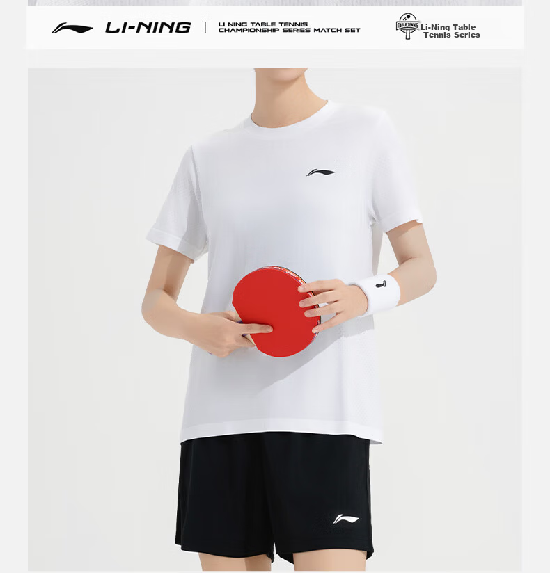 LI-NING Table Tennis Short Sleeve Shirt Badminton National Team Competition Sportswear Quick-Dry Set Men/Women Two-Piece Set 5
