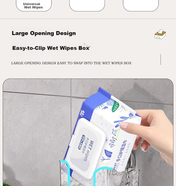 Jialifang Suction Cup Wet Wipes Storage Box Wall-Mounted Kitchen Wet Tissue Holder Wet Toilet Paper Facial Tissue Dispenser Transparent Color 3