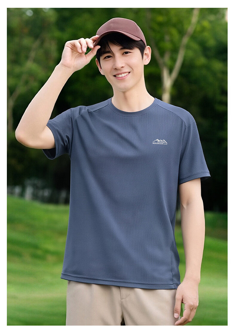 Warrior Men's Short Sleeve Summer Running Quick-Dry Breathable T-Shirt Ice Silk Sweat-Absorbing Training Top 14