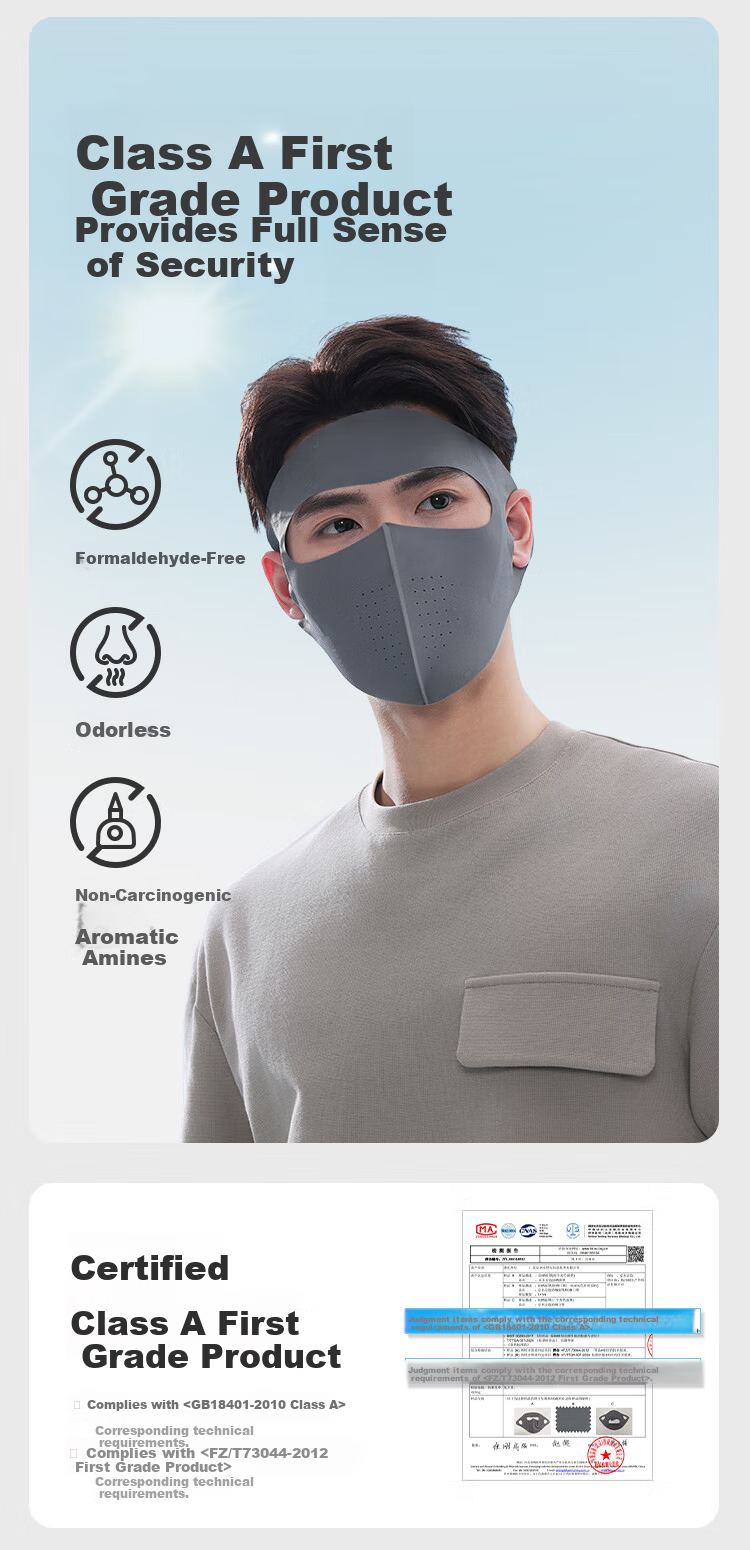JD Jingzao Seamless Sunscreen Face Shield Unisex UV Protection Full Face Mask Medical Beauty Face Cover Cycling Sun Protection Face Bikini Light Mist Gray 6
