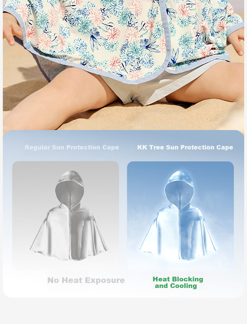 Kocotree KK Tree Kids Sun Protection Jacket Cooling Breathable Baby Skin Coat UV Protection Cape Style 18