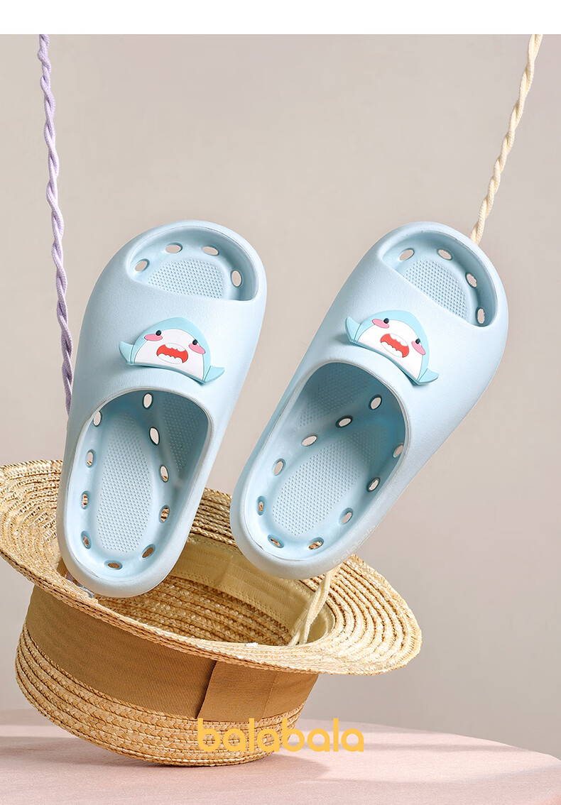 BALABALA Kids Summer Indoor Non-Slip Slippers Boys Girls Bathroom Shower Water-Draining Sandals for Older Children 8