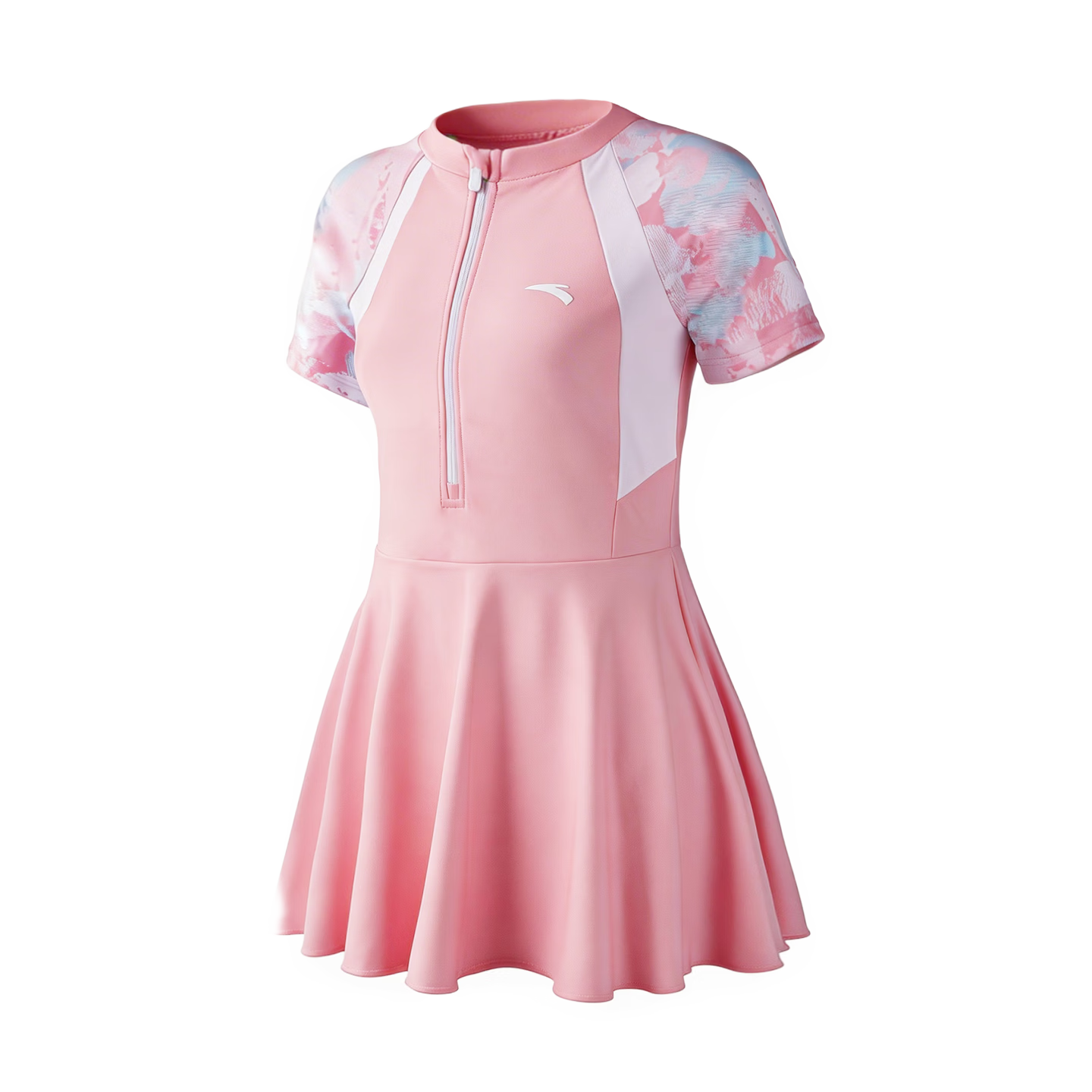 ANTA Kids Girls 2026 New One-Piece Skirted Swimsuit UV Protection Chlorine Resistant Quick-Dry Children's Swimwear