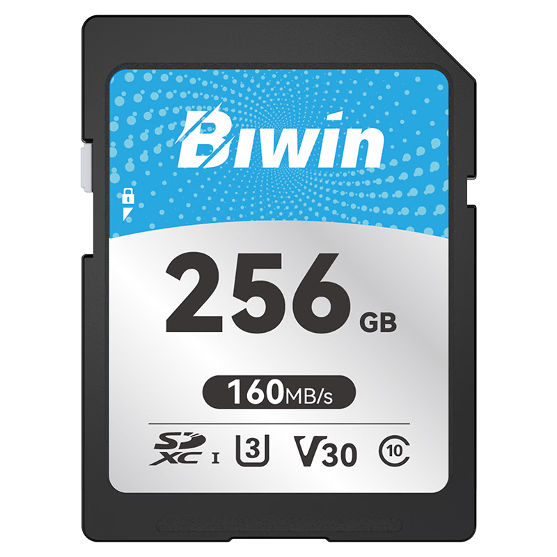 BIWIN 256GB SD Memory Card U3 V30 High-Speed Camera SD Card 4K Ultra HD Recording 160MB/s Read 120MB/s Write
