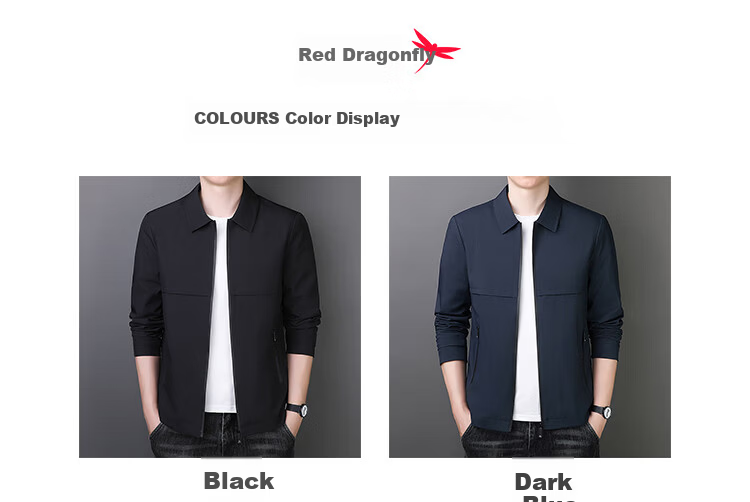 RED DRAGONFLY Men's Jacket Business Casual Fashion Simple Versatile Loose Comfortable Lapel Coat Black 4XL 6