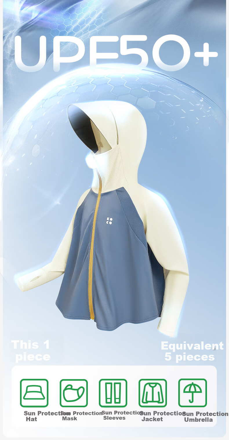 Kocotree KK Tree Kids UV Protection Jacket Original Yarn Anti-UV Lightweight Boys Girls Spring Summer Parent-Child Coat 12
